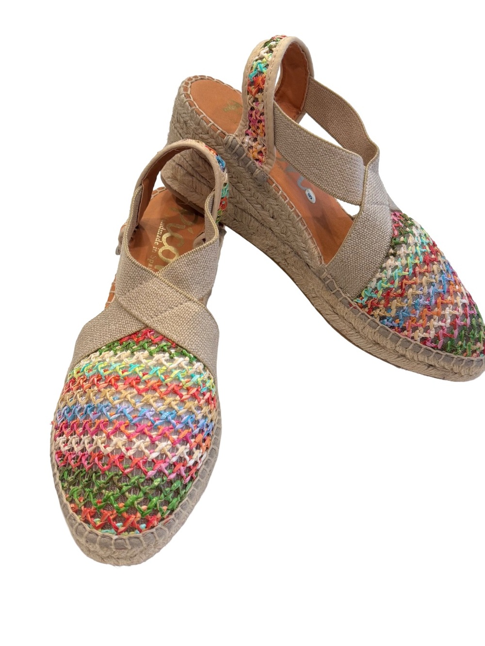 Picon Women’s Multi Color Wedge Espadrilles Handmade Sz 8 NEW